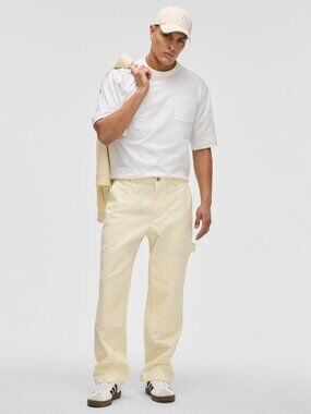 Mode of One Men's Relaxed-Fit Stretch Twill Utility Pants, Soft Vanilla NWT